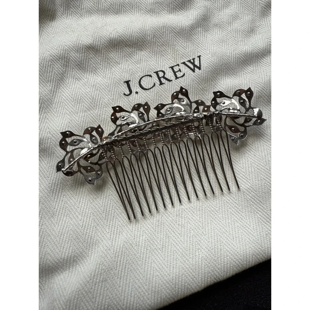 J.Crew Pearl Hair Comb Rhinestone Floral‎ Bridal Wedding Prom Accessory